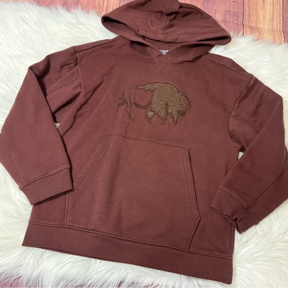 Cat & Jack Brown Buffalo Graphic Pullover Hoodie - Boys Size Small (6/7)